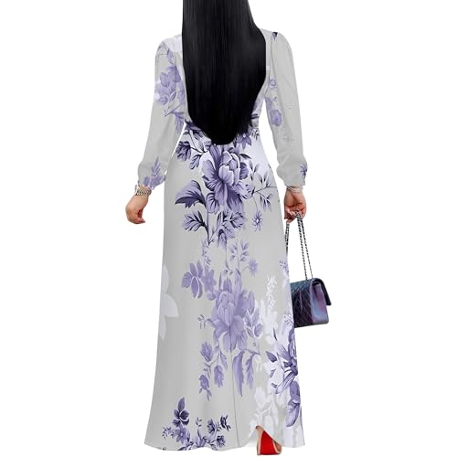 Image of PinkPatty Women's Long Sleeve Maxi Dress Plus Size Trendy Wedding Guest Dress with Pockets&Belt