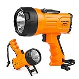 WASING 815 10 Watt 1000 Lumens LED Rechargeable Spotlight with Cord, Super Bright Portable Outdoor Searchlight with Handle, Emergency Work Light, Hand Held High Power LED Flashlight