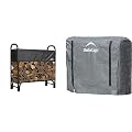 ShelterLogic 4' Adjustable Heavy Duty Outdoor Firewood Rack with Steel Frame Construction and Water-Resistant Cover & Firewood Rack-in-a-Box Universal Full Length Cover for Firewood Storage Racks