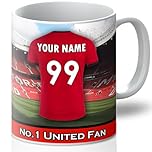 Personalised Man United Mug - Customise with A Name and Number for The Shirt and A Message On The Back of The Cup