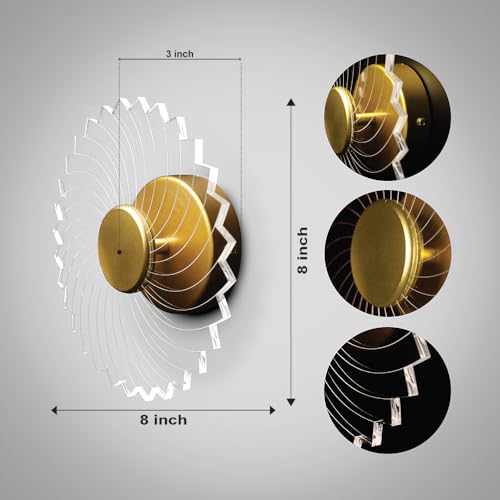 Image of Luxury Spiral Pattern 3-in-1 LED Wall Lamp for Living Room & Bedroom | Fancy Wall Light for Home Decoration, Hallway & Indoor Ambient Lighting (Golden Finish)