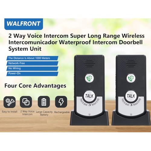 Walfront WALFRONT1MBSZ6OWI0 2 Way Voice Intercom Abs Wireless Intercomunicador 410M To 490M Doorbell System Unit Waterproof Intercom For Home thumb #1