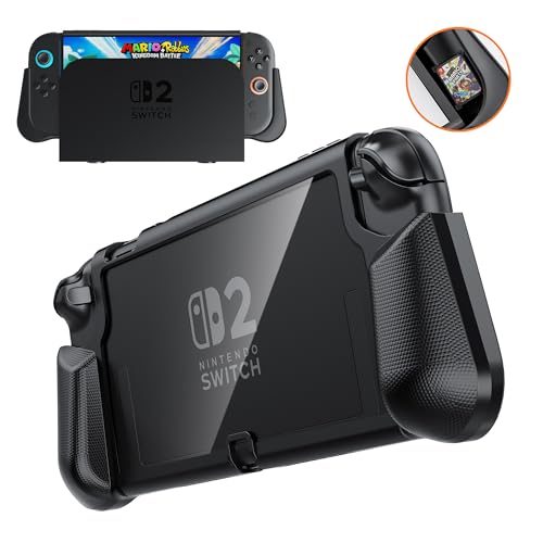 PZOZ Switch 2 カバー ドック対応 TPU&PC材質 スイッチ2 カバー 着脱簡単 ゲームカード内藏収納 Switch 2 保護ケース 耐衝撃 傷防止 2025 Switch2 アクセサリー