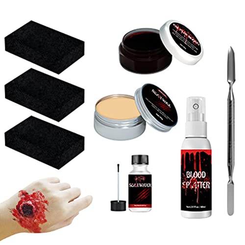 2 Pcs Kit de maquiagem de Halloween para adultos - Acessórios de maquiagem de festa assustadora Cera