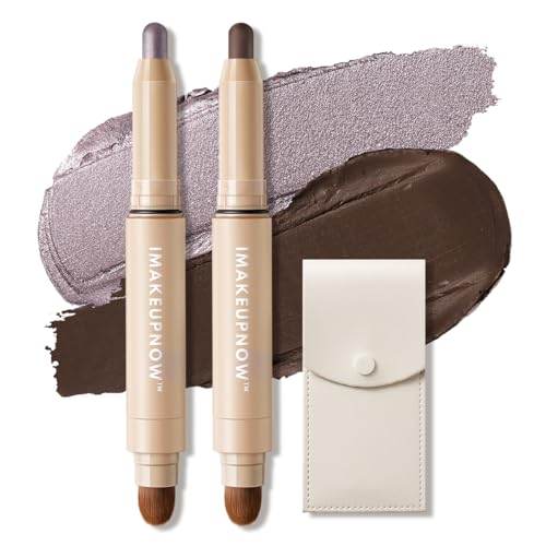 imakeupnow Cream Waterproof Eyeshadow Stick Set Shimmer Matte Eye Shadow Sticks 2PCS, Brightener Make Up Eyeshadow Pencil With Small Cosmetics Bag #I