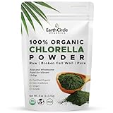 Earth Circle Organics - Certified Organic Chlorella Superfood Powder, Kosher, Cold Pressed, Broken Cell Wall, Vegan, High in Protein, Fiber & Amino Acids