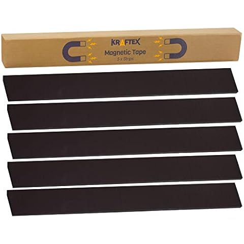 Magnetic Tape Magnet Strips, New Adhesive Backing for Walls, Boards, Crafts, Storage, DIY, Home, Garage and Displays 32mm Wide 5 Pack Cover