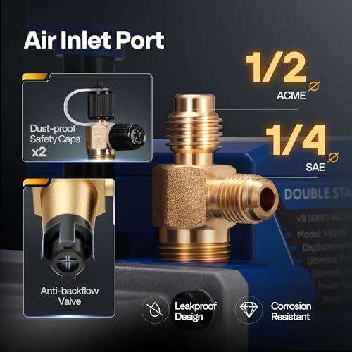 Image of VIVOHOME 110V 3 /4 HP 7.2CFM Dual Stage HVAC Vacuum Pump and 4 Way AC Manifold Gauge Kit, Sparkless Motor for R32 R1234yf R454B R134a R22 R410a Systems, Automotive Air Conditioner Maintenance
