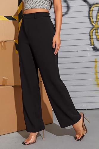 Image of Lycra Trouser for Women - Straight Fit Ankle Length Formal Pant for Office & Casual Wear, Classy Solid Pattern & Plain Design, Comfortable & Stretchable (in, Numeric, 30, Black)