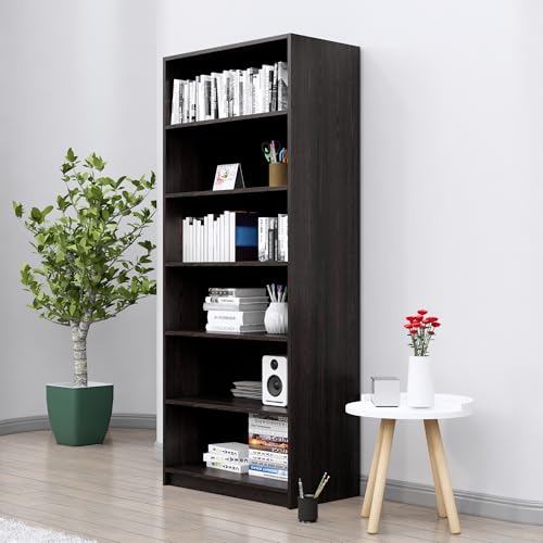 Image of Bniture 6 Tier Engineered Wood Open Book Shelf Wooden Bookshelf for Home, Kids Room & Study Room | Multipurpose Free Stand Corner Book Organizer for Library Room, Office | Flower Wenge