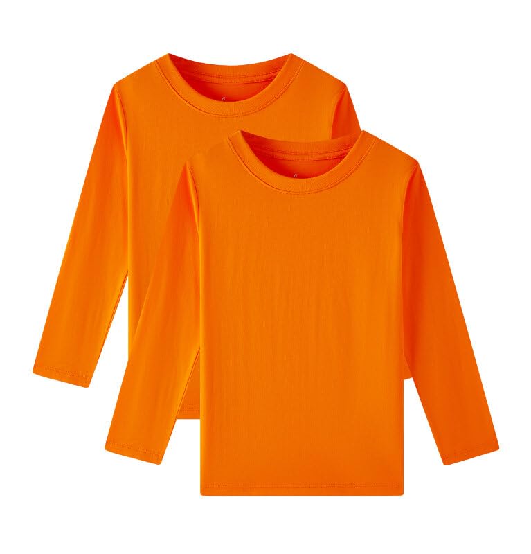 Catálogo de Playera Naranja Niño para comprar online. 44 Huata - playera de manga larga unisex con cuello redondo, 2 paquetes, Naranja, 12 Años