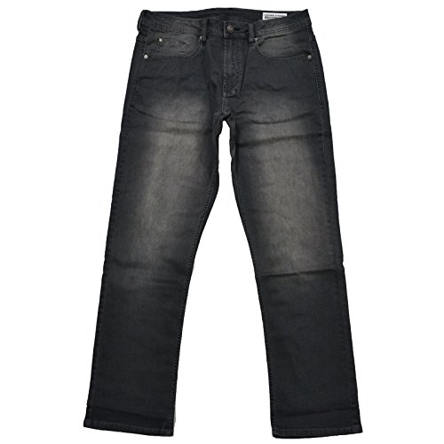 Buffalo David Bitton Mens Driven-X Basic Straight Stretch Jeans with Black Patch (34x34, Grey)
