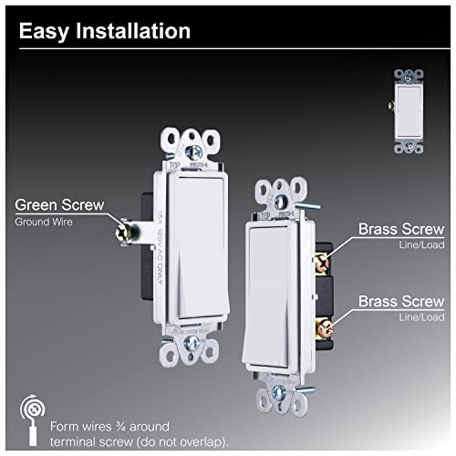 GE home electrical Grounding Paddle Rocker Switch, Single Pole, In Wall On/Off Power Switch Replacement for Ceiling Fans & Lights, 15 Amp, Great for Home, Office & Kitchen, UL Listed, White, 50726 - Thumbnail 3