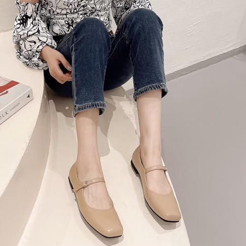 Image of LUXINYU Women's Slip on Flats,Classy Round Toe Solid Classic Mary Jane Ballet Dance Shoes Soft Comfortable PU Flat Shoes
