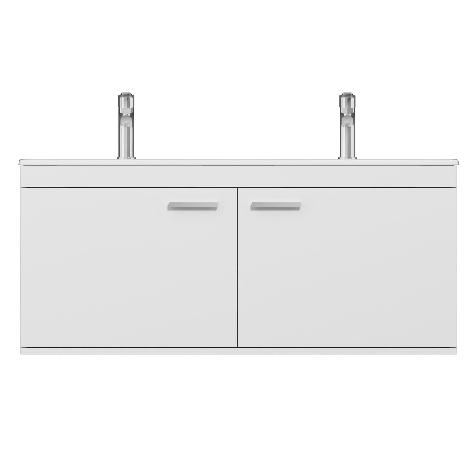 SANIVERRE RUBITE Meuble Salle de Bain Double Vasque 2 Portes Blanc Largeur 120 cm