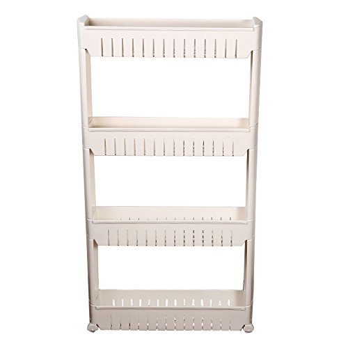 Flyelf Hogar y Baño Estante Étagère de Rangement pour Salle de Bain de Cuisine, Avec Roues, 3 & 4 Niveaux (4 Niveaux)