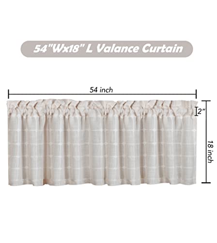 Shunjie.home Embroidered Plaid Valances For Kitchen 54" X 18", 1 Pack Checkered Valances For Window Treatment Decor Cafe Bedroom (Beige, 1Pc) #TOP6