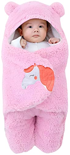 Image of BRANDONN Baby Blankets New Born Combo Pack of Super Soft Baby Wrapper Baby Sleeping Bag for Baby Boys, Baby Girls, Babies (Pink & SkyBlue L 70 cm x W 30 cm, 1-6 Months)