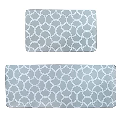 Anti-Fatigue Kitchen Rugs for Floor Usable on Hard Floor,in Front of The Refrigerator, Sink and Range-Cushioned Washable Ergonomic Comfort Standing Foam Rugs for Kitchen Set of 2...