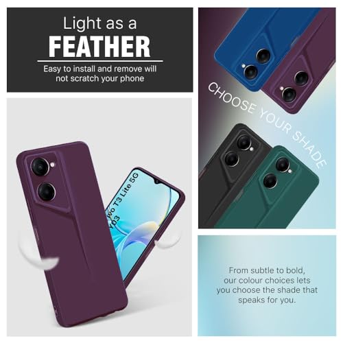 Image of WOW IMAGINE Back Cover for iQOO Z9 Lite | Vivo T3 Lite 5G | Y18t | Y18 | Y18e | Y03 | Y28s | Blade Series Thin Case | Camera Protection | Soft Matte Silicone Flexible Mobile Case - Purple