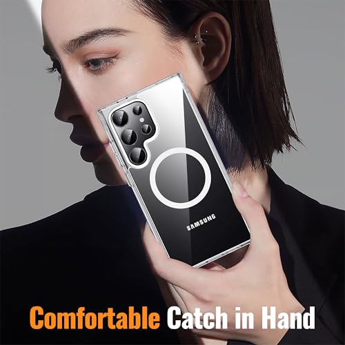 Image of Oterkin Magnetic for Samsung Galaxy S25 Ultra Case Clear [Compatible with MagSafe][Anti-Yellowing][Built-in 4 Airbags][Military Grade Protection][Shockproof Slim] S25 Ultra Phone Case (Clear)