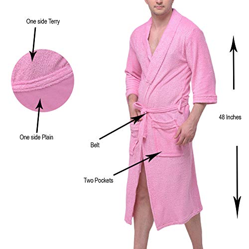 Image of Men's /Women Bath Robe | Full Sleeve Cotton Bathrobe | Soft, Light, Compact & Highly Water Absorbent - Suitable for Birthday /Anniversary /Diwali /Couple /wedding Gift | 250 GSM |Pink
