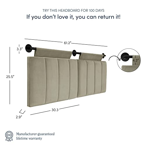 Nathan James Harlow Wall Mount Headboard, Queen, Fog/Black Beachfront