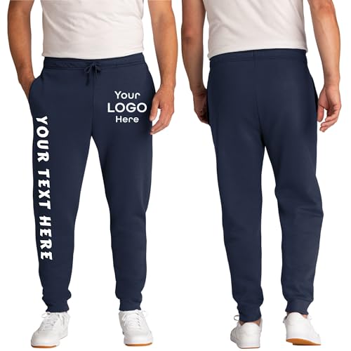 Custom Cozy Joggers with Pockets | Design Your Own with Exclusive Text or Logo Print | Soft Cotton/Poly Fleece Personalized Track Pants for Men & Women