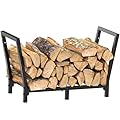 Minicloss Firewood Rack Holder Outdoor Indoor 2.7ft Wood Rack Metal Log Holder for Fireplace Wood Storage, Black