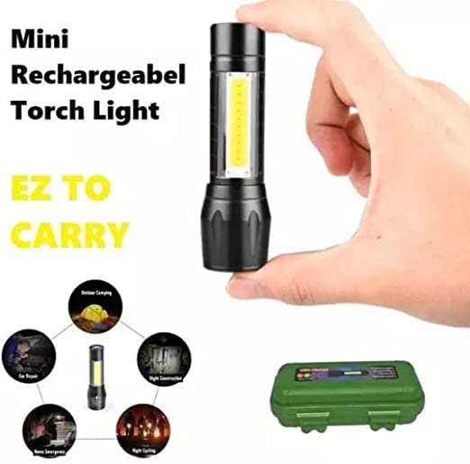 Judee Cob Light Mini Waterproof Portable Led Flashlight USB Rechargeable 3 Modes Pen Clip with Hanging Rope(Black, Metal) - Image 4 thumbnail