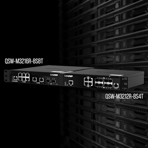 Image of QNAP QSW-M3212R-8S4T-US 12-Port Half-Width Rackmount 10GbE Switch | Managed Network Switch, Layer 2, Web Management