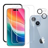 For iPhone 15 ガラスフィルム【2枚】＋カメラフィルム【1枚】日本旭硝子素材 9H硬度 耐衝撃 キズ防止 飛散防止 高透過率 気泡防止 For アイフォン 15 ガラスフィルム+レンズフィルム 【ガイド枠付き】 貼り付け簡単