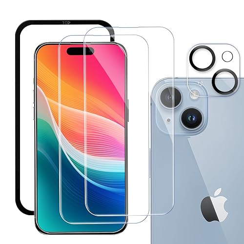 For iPhone 15 Plus �K���X�t�B���� 2�� �{�J�����t�B���� 1�� ���{���Ɏq�f�� 9H�d�x �ϏՌ� �L�Y�h�~ ��U�h�~ �����ߗ� �C�A�h�~ For �A�C�t�H�� 15 Plus �K���X�t�B����+�����Y�t�B���� �y�K�C�h�g�t���z �\��t���ȒP