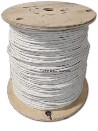 Custom Cable Connection 22 AWG 4 Conductor Stranded Shielded Plenum Cable White CL3P Jacket for Security/Alarm/Access Control/Sound - 100 Foot Roll in a Bag