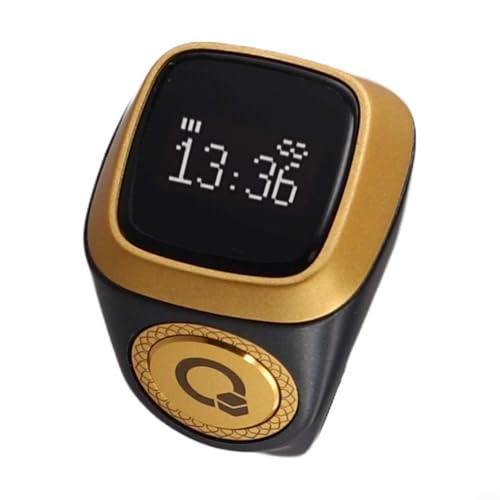 CNANRNANC Voor IQibla Smart Zikr Ring waterdicht, digitale gebedstijd teller voor OLED scherm lange levensduur batterij trilling voor moslims (20 mm zwart)