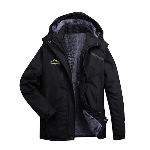 OCCOKO Chaqueta de esquí de montaña para Hombre y Mujer Resistente al Viento Abrigo de esquí de montaña para Hombre y Mujer Resistente al Viento (BK2, L)