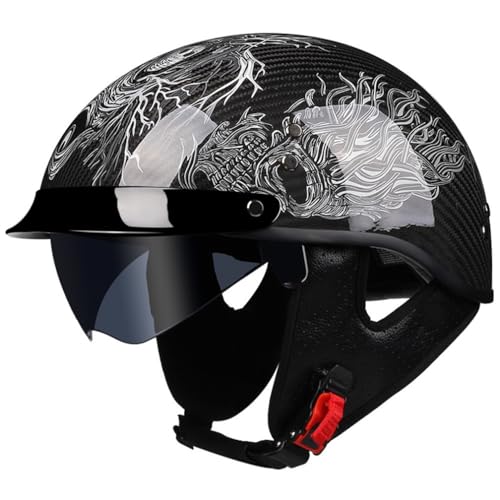Coloured Mirror Road Legal Brim Light and Convenient Removable Lining Sctoop Carbon Fiber All-Season Motorcycles Unisex Half Helmets Safety Retro