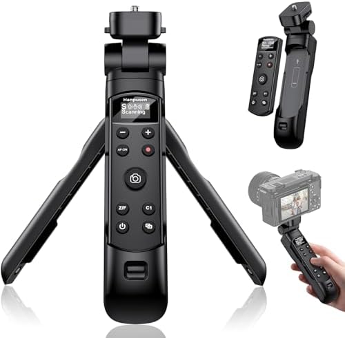 for Sony Tripod Wireless Shooting Grip with Shutter Release - Mini-Tripod with Rechargeable Remote Control for ZV-E10/ZV-E1/ZV-1/ZV-1F/RX100 VII/RX0 II/A6700/A6400/A6600/A7 III/FX3/FX30 - for Vlogging
