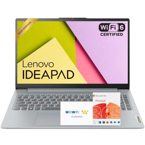 Image of Lenovo IdeaPad Slim 3i • 15.6 inch FHD Laptop with Microsoft Office 365 • Intel 4 Cores • 128GB SSD • DDR5 • Quick Setup, Lightweight • Win 11