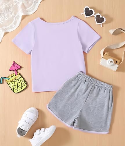 Image of KYDA KIDS Girls 100% Cotton Bio Washed Printed T-Shirt and Shorts Co-ords Clothing Set | Premium Soft & Breathable Summer Casual Comfort Outfit for Girls