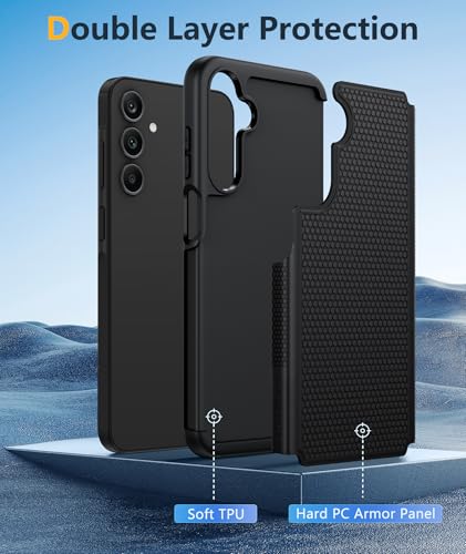 Image of FNTCASE for Samsung Galaxy A25 Case: Galaxy A25 5G Phone Case Dual Layer Protective Phone Cover Rugged Full Body Drop Protection Shockproof Phone Case (Black)
