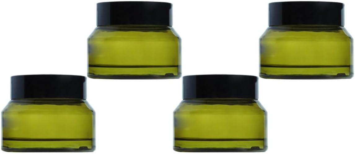 GALPADA 4pcs Glass Cosmetic Sample Jars Refillable Face Cream Containers with Sunlight Protection Portable Lightweight Travel Storage Bottles for Skin and Hair Products