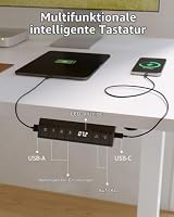 FEZIBO Höhenverstellbarer Schreibtisch mit USB-C&USB-A Ladeanschl 140x70cm – Ansicht 4