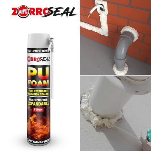 Image of AIPL Zorroseal ZS-750-FR Multipurpose Expandable PU Foam Insulation Sealant Spray For Window Tile Door & AC Gaps - 800 Gram - Fire Rated Polyurethane PU Foam Sealant - 1 PC 1 Bottle