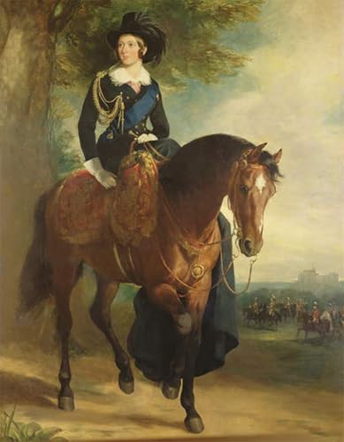 Tableaux Graffiti Art Mural d'un Portrait de la Reine à Cheval Moderne 60x90cm