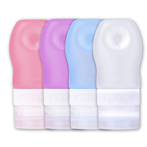 Silicone Travel Bottle Leak Proof Soft Squeezable Refillable Travel Containers,37ml/1.25oz,set of 4 Color