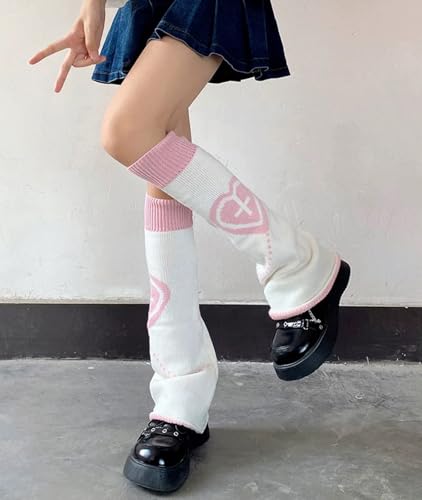 Image of WODECASA Girls Kawaii Leg Warmers Knitted Flared Leg Sleeves Goth Crochet Baggy Cuff Ankle Heap Socks