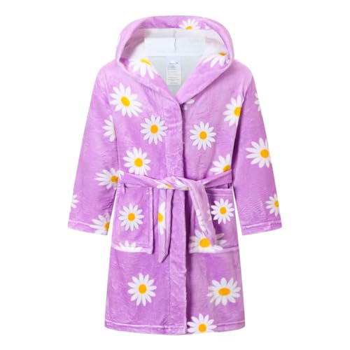 Image of Kids Bathrobe Hooded Plush Fleece Robe for Girls Boys
