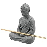 VALICLUD Estatua de Arenisca Wukong para Acuario Adorno Decorativo de Meditación Zen Tamaño Mediano Resistente al Agua para Jardín y Decoración de Peceras