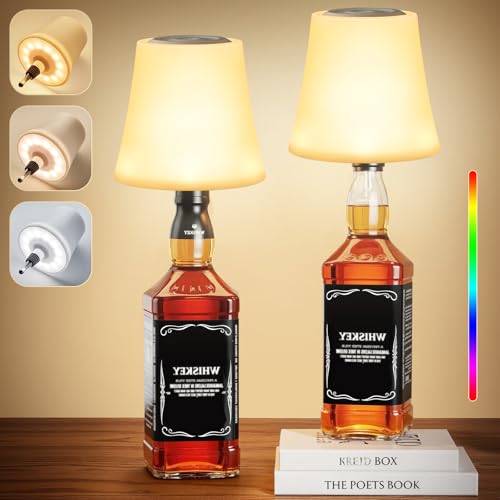 2 Stück LED Flaschenlampe Kabellos, IP54 Aufladbar Akku Flaschenlicht...